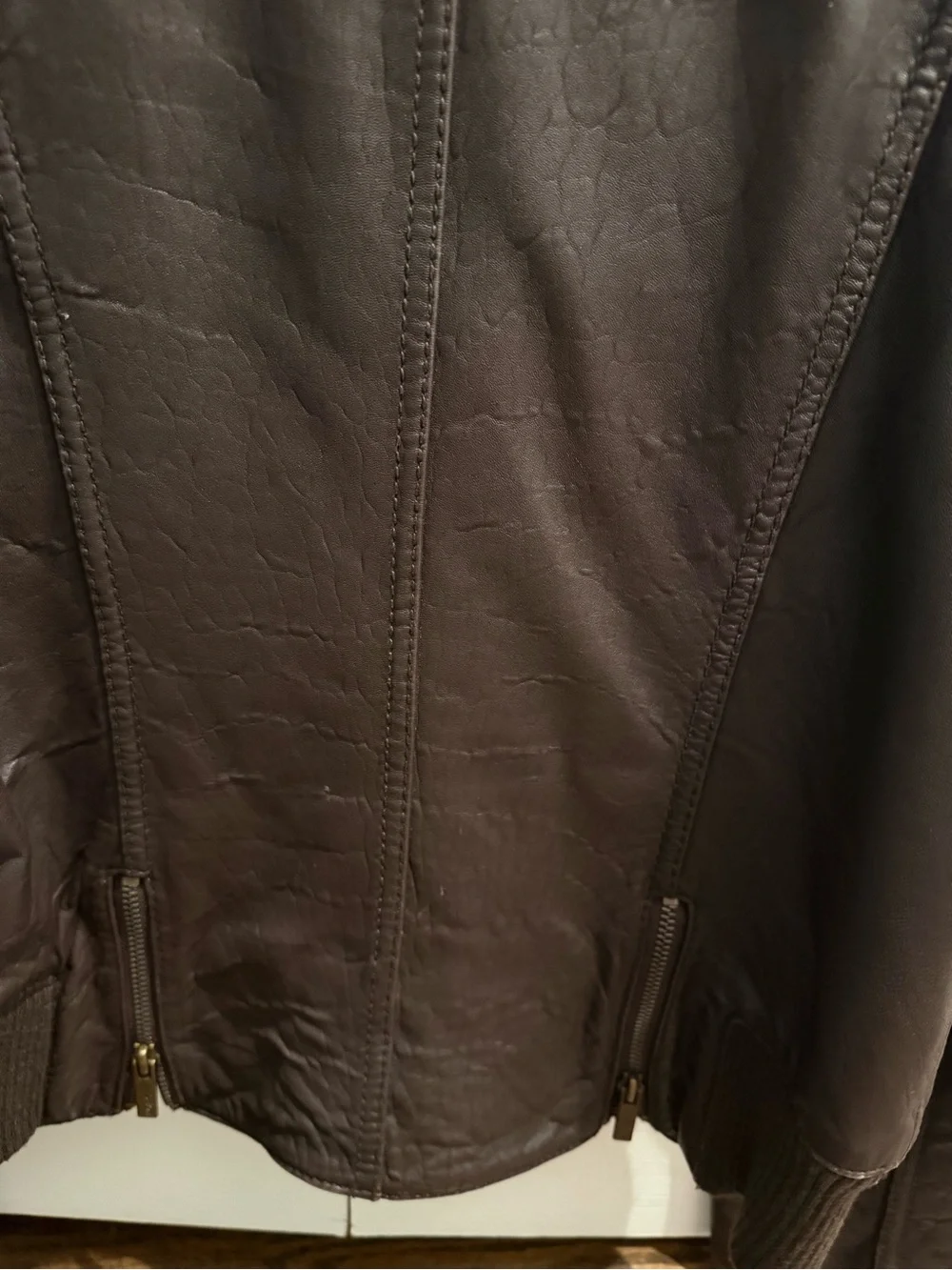 Michael Kors Dark Brown Leather Bomber Jacket